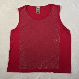 Vocal USA Pink Rhinestone Embellished Top 3XL Rayon Stretch Made‎ in USA
